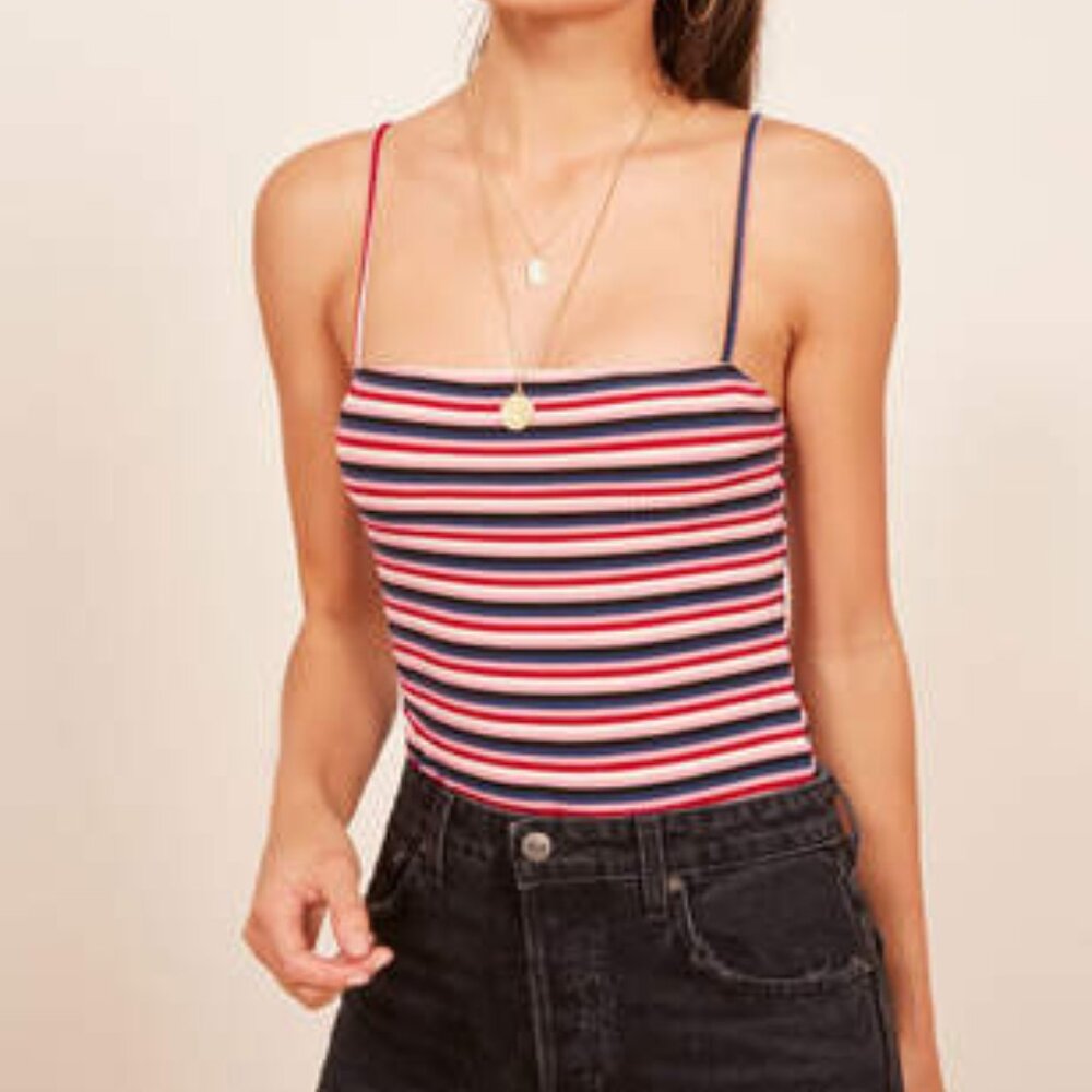 Reformation XL Striped Crystal Bodysuit